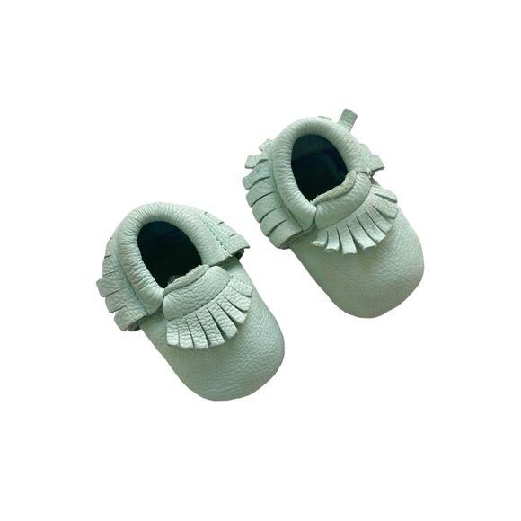 Mint Leather Moccasins Size 2 - Picture 1 of 6